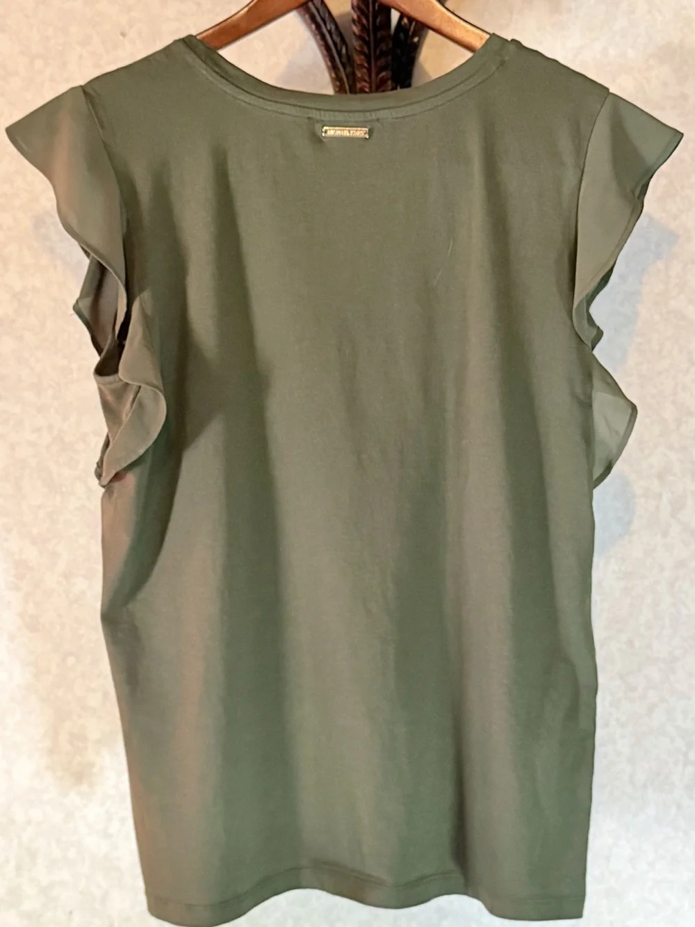 Michael Kors Olive Ruffle Sleeve Knit Top